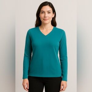 Tek Gear Teal V-Neck Long Sleeve Athletic Top – Size L